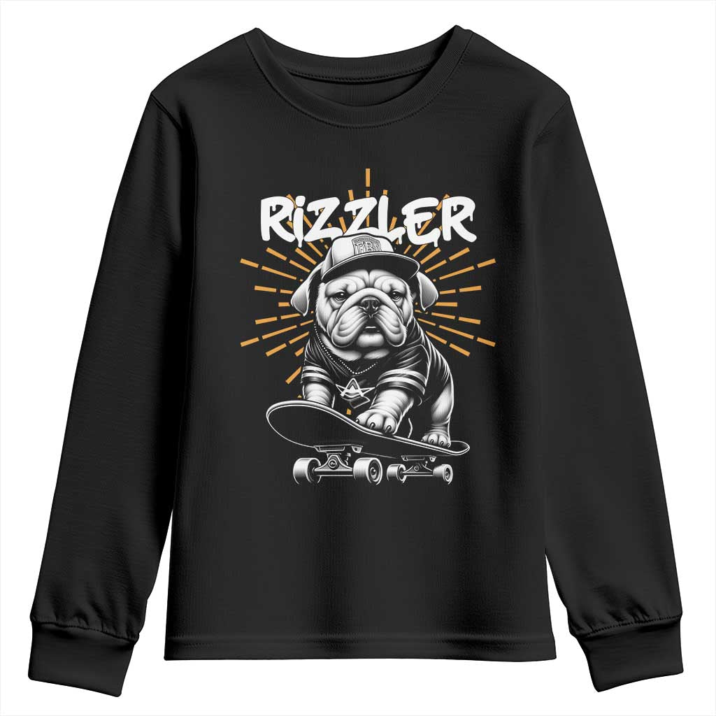 Funny Meme Rizzler Dog Youth Sweatshirt TS09 Black Print Your Wear