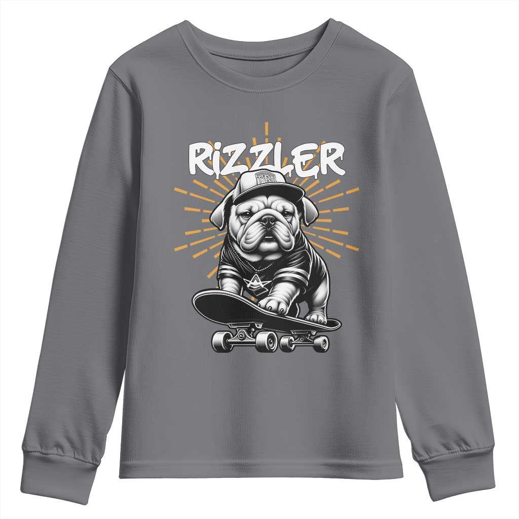 Funny Meme Rizzler Dog Youth Sweatshirt TS09 Charcoal Print Your Wear