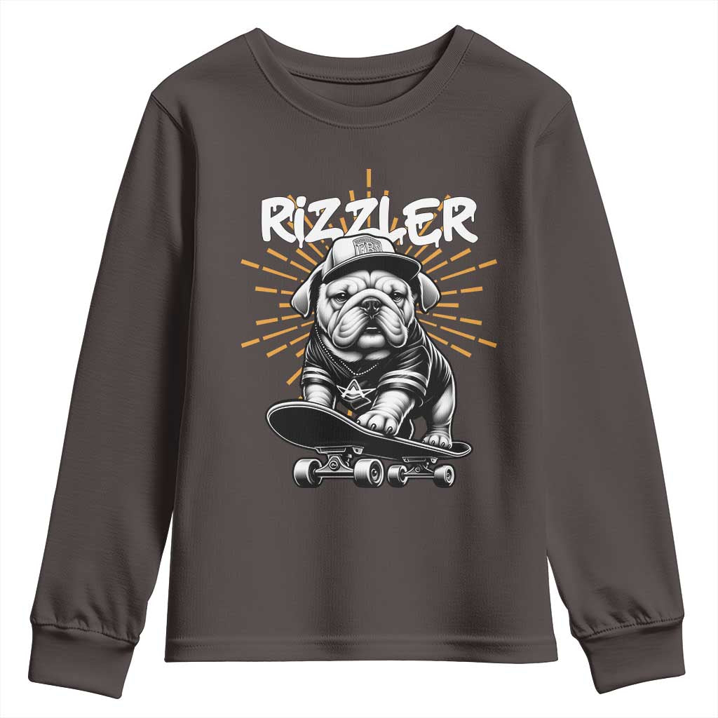 Funny Meme Rizzler Dog Youth Sweatshirt TS09 Dark Chocolate Print Your Wear