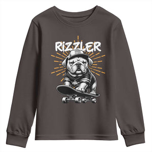 Funny Meme Rizzler Dog Youth Sweatshirt TS09 Dark Chocolate Print Your Wear