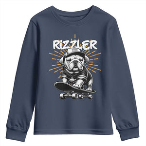 Funny Meme Rizzler Dog Youth Sweatshirt TS09 Navy Print Your Wear