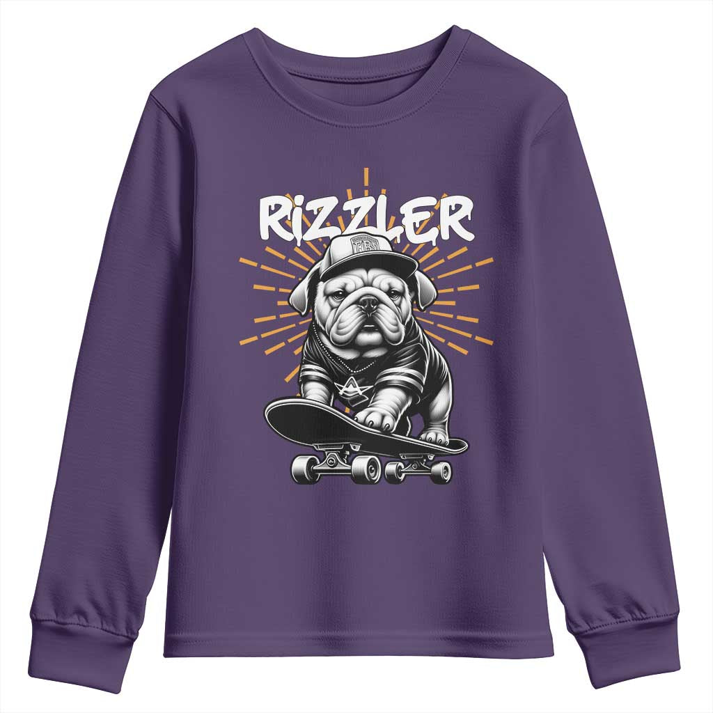 Funny Meme Rizzler Dog Youth Sweatshirt TS09 Purple Print Your Wear