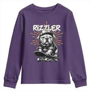 Funny Meme Rizzler Dog Youth Sweatshirt TS09 Purple Print Your Wear