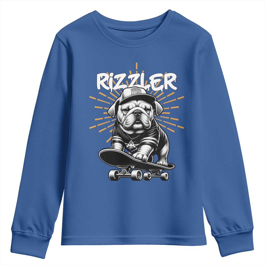 Funny Meme Rizzler Dog Youth Sweatshirt TS09 Royal Blue Print Your Wear