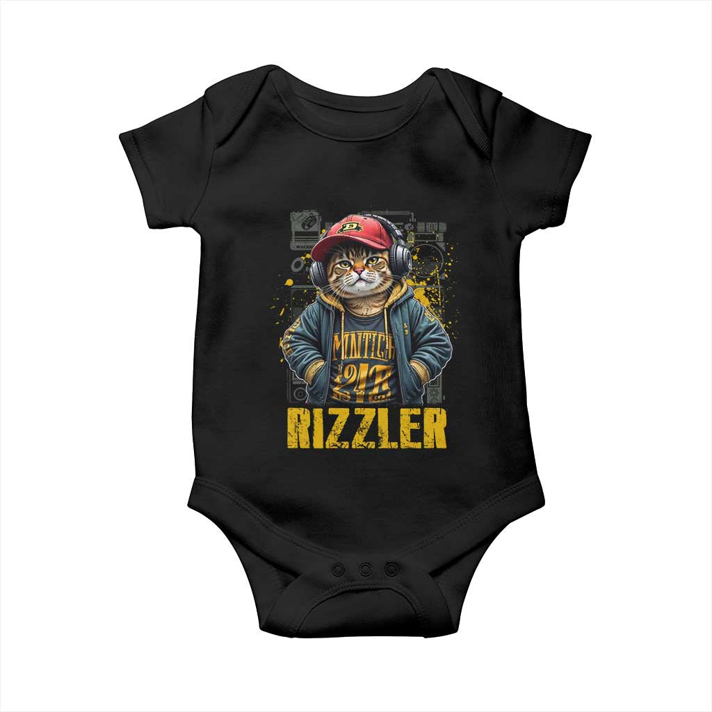 Funny Meme Rizzler Cat Baby Onesie TS09 Black Print Your Wear