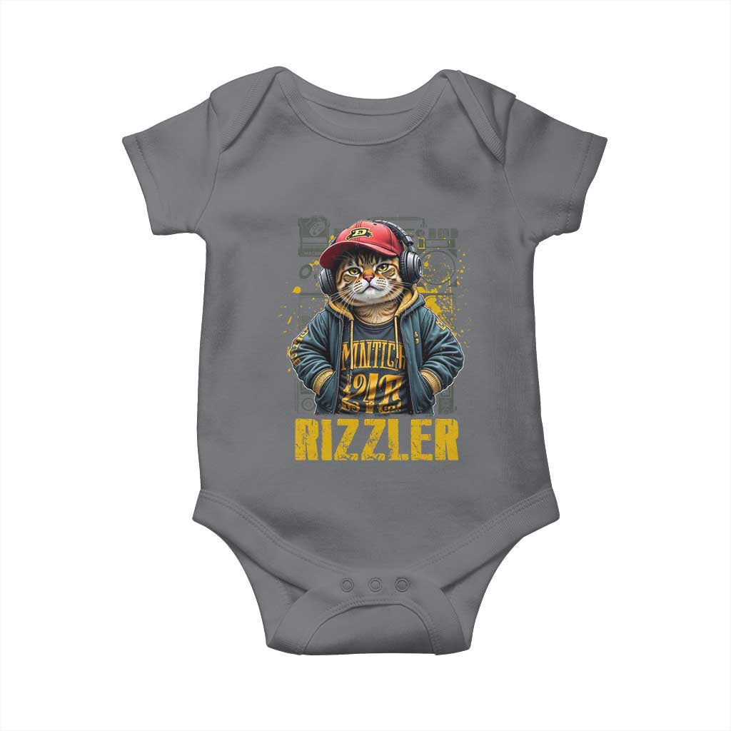 Funny Meme Rizzler Cat Baby Onesie TS09 Charcoal Print Your Wear