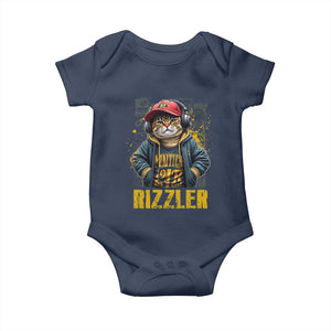 Funny Meme Rizzler Cat Baby Onesie TS09 Navy Print Your Wear