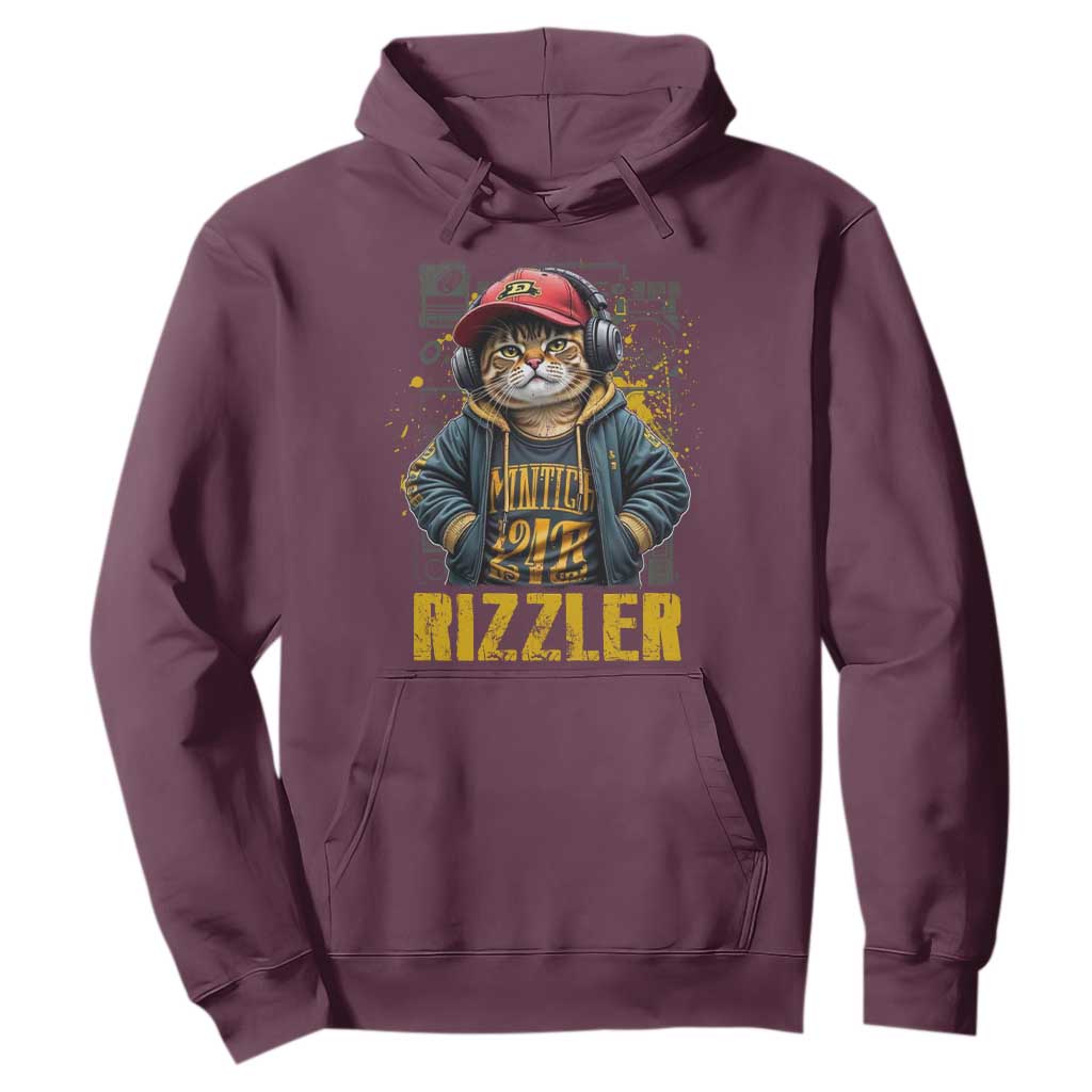 Funny Meme Rizzler Cat Hoodie TS09 Maroon Print Your Wear