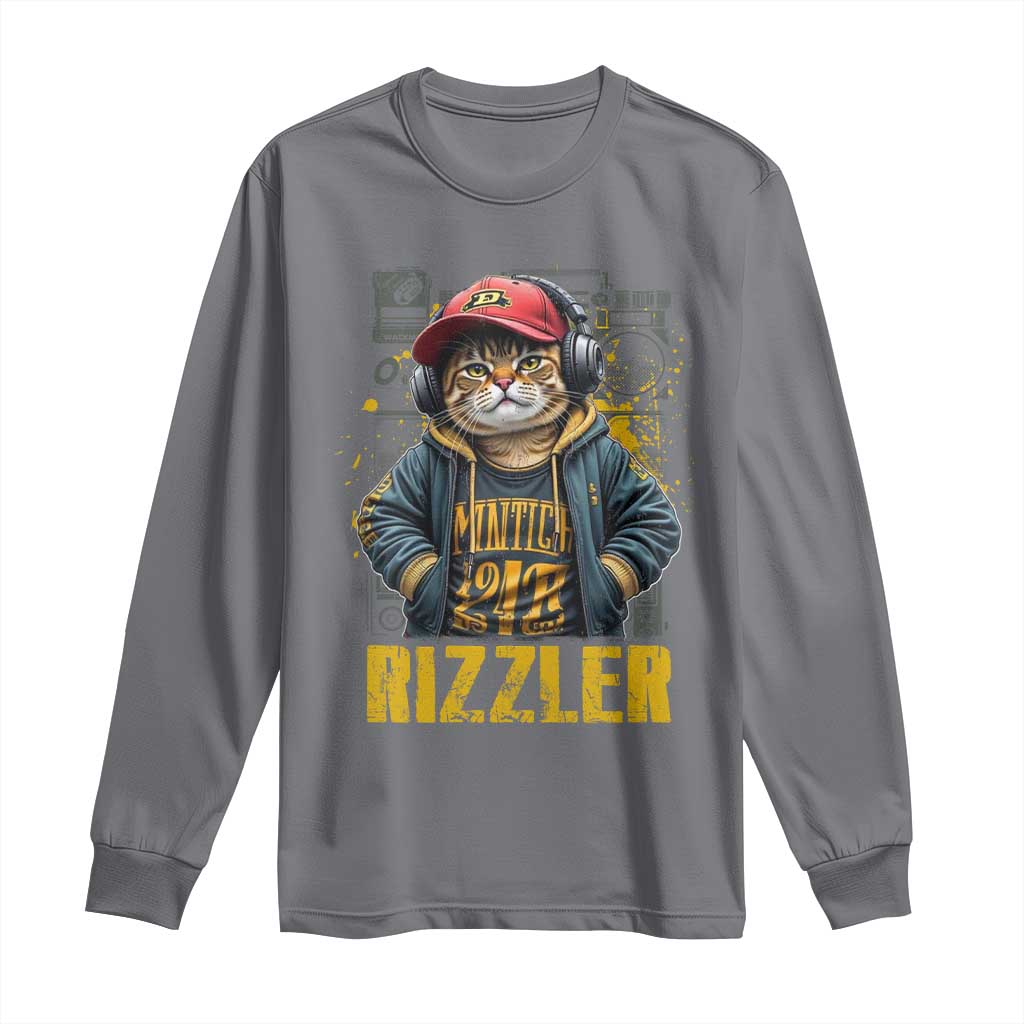 Funny Meme Rizzler Cat Long Sleeve Shirt TS09 Charcoal Print Your Wear