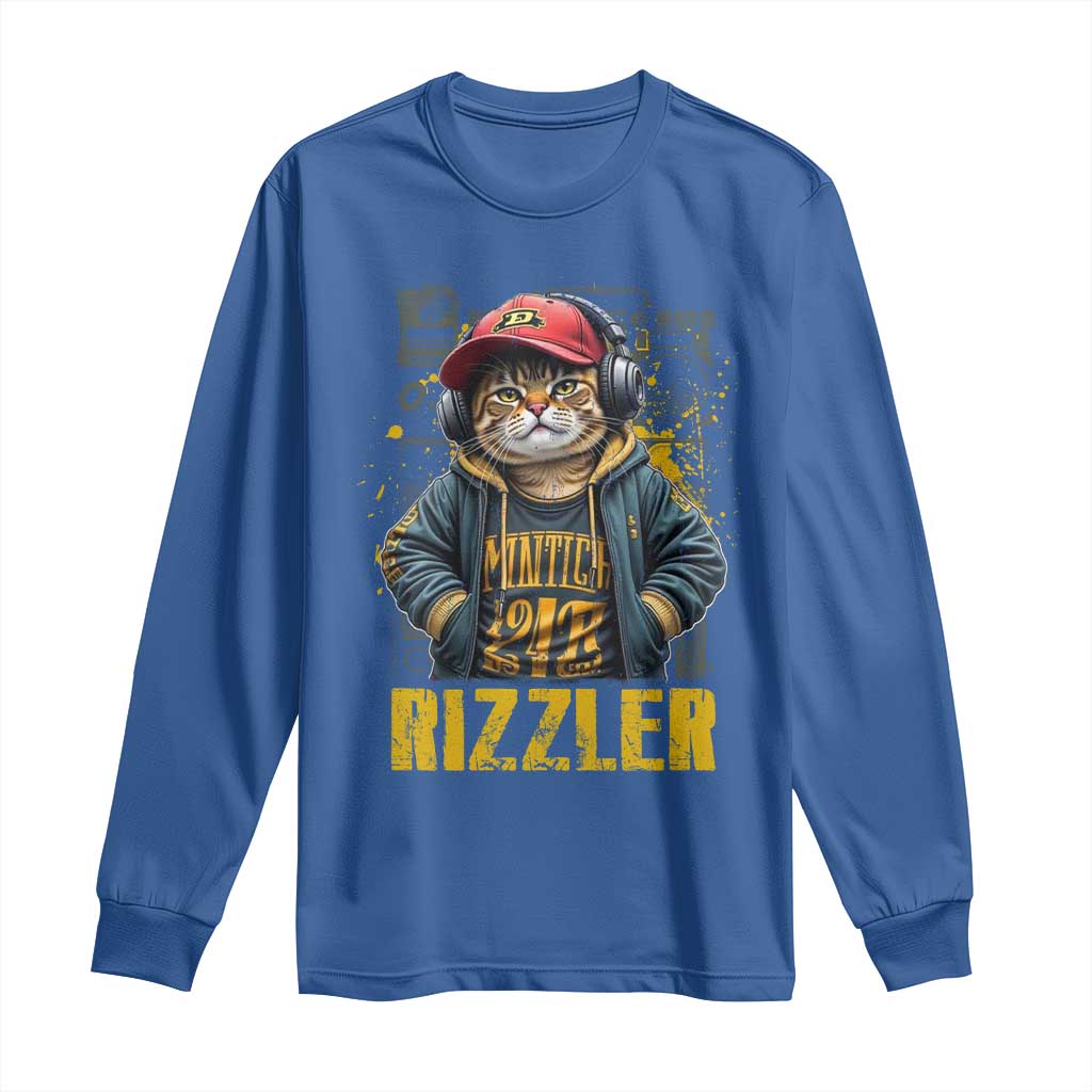 Funny Meme Rizzler Cat Long Sleeve Shirt TS09 Royal Blue Print Your Wear