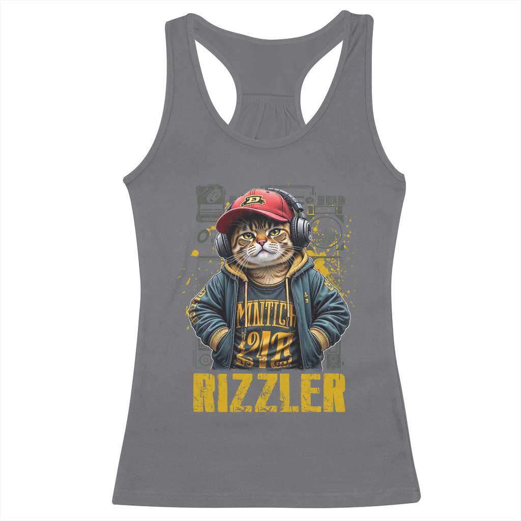 Funny Meme Rizzler Cat Racerback Tank Top TS09 Charcoal Print Your Wear