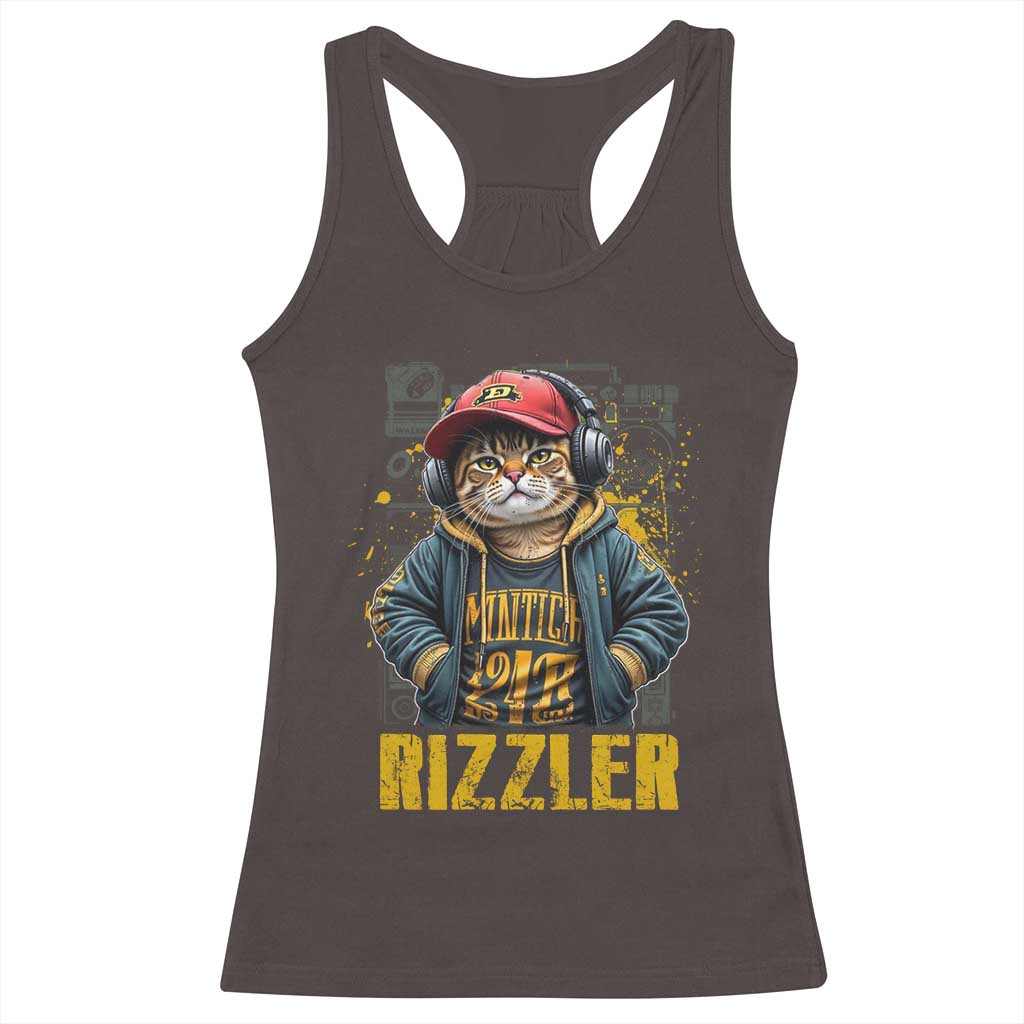 Funny Meme Rizzler Cat Racerback Tank Top TS09 Dark Chocolate Print Your Wear