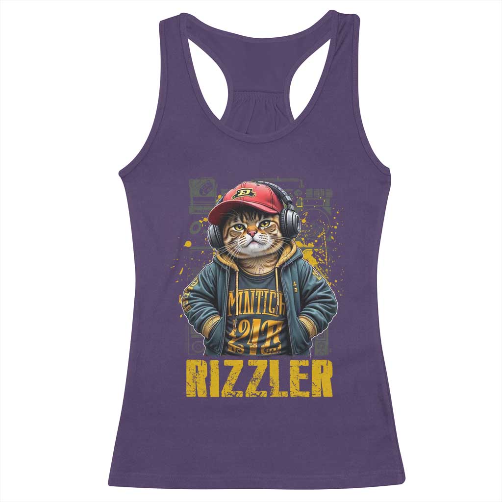 Funny Meme Rizzler Cat Racerback Tank Top TS09 Purple Print Your Wear
