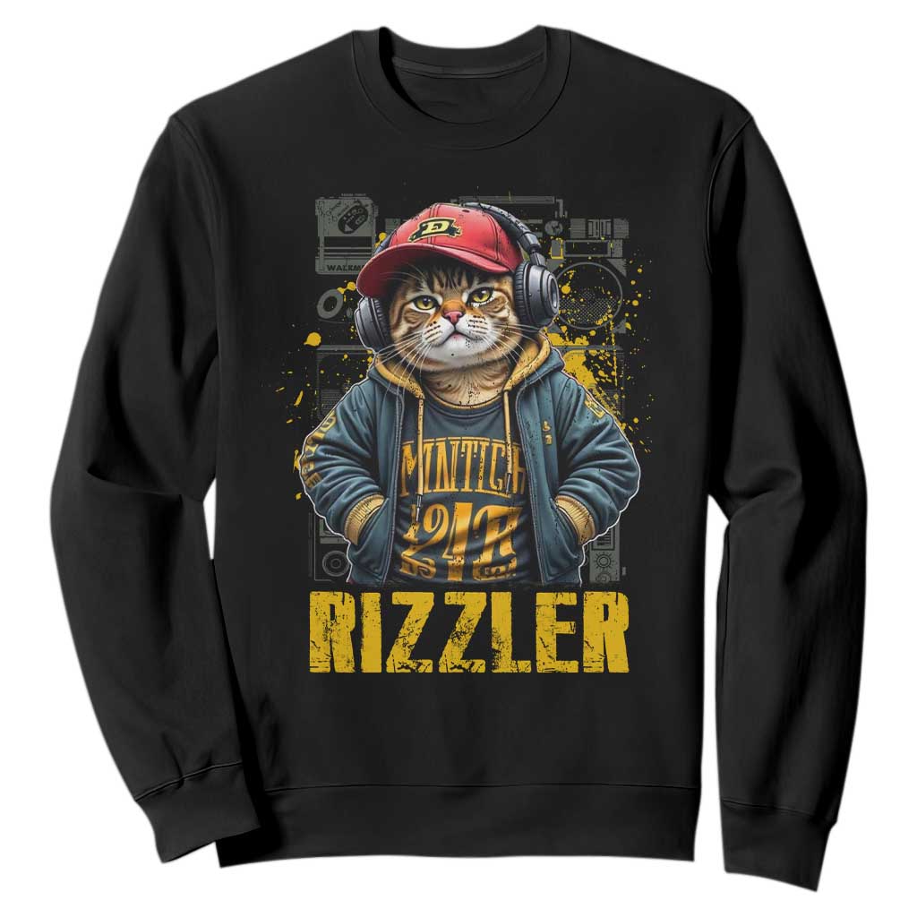Funny Meme Rizzler Cat Sweatshirt TS09 Black Print Your Wear