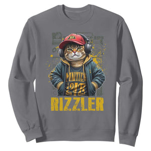 Funny Meme Rizzler Cat Sweatshirt TS09 Charcoal Print Your Wear