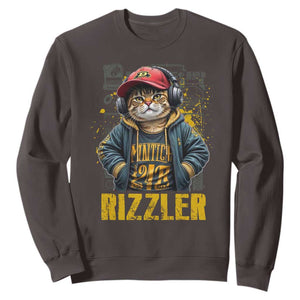 Funny Meme Rizzler Cat Sweatshirt TS09 Dark Chocolate Print Your Wear