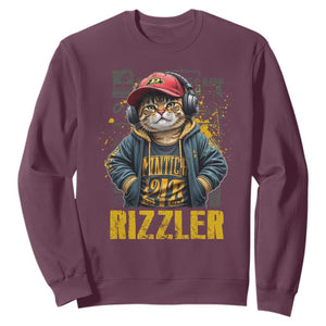 Funny Meme Rizzler Cat Sweatshirt TS09 Maroon Print Your Wear