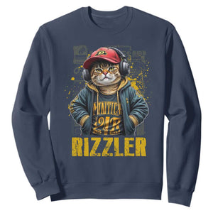 Funny Meme Rizzler Cat Sweatshirt TS09 Navy Print Your Wear