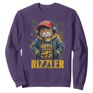 Funny Meme Rizzler Cat Sweatshirt TS09 Purple Print Your Wear