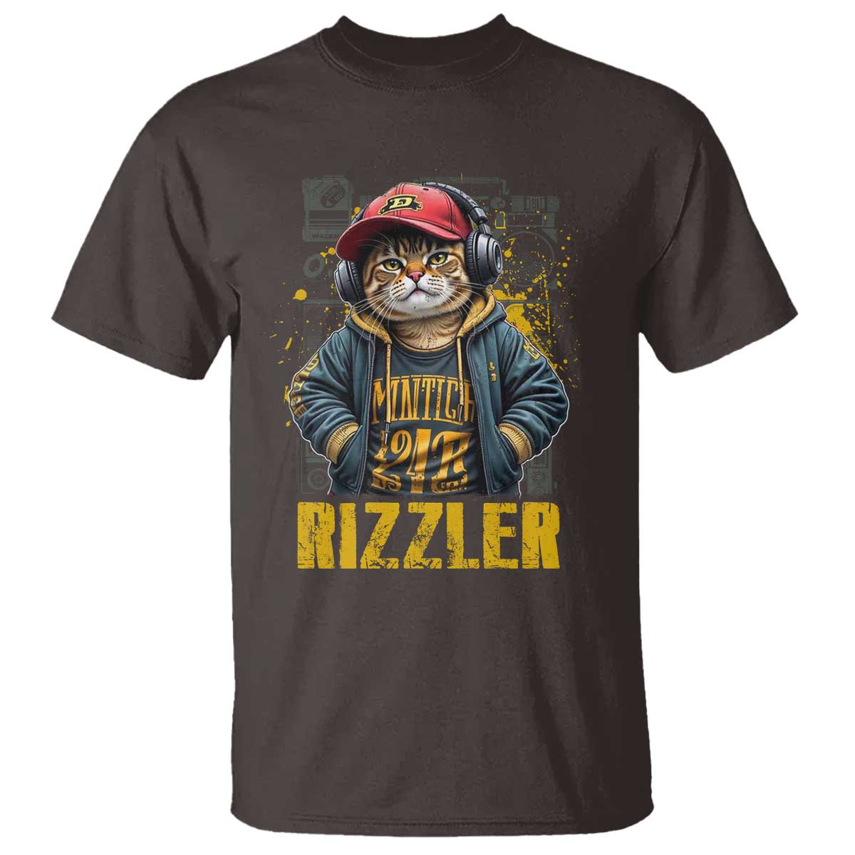 Funny Meme Rizzler Cat T Shirt TS09 Dark Chocolate Print Your Wear