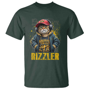 Funny Meme Rizzler Cat T Shirt TS09 Dark Forest Green Print Your Wear