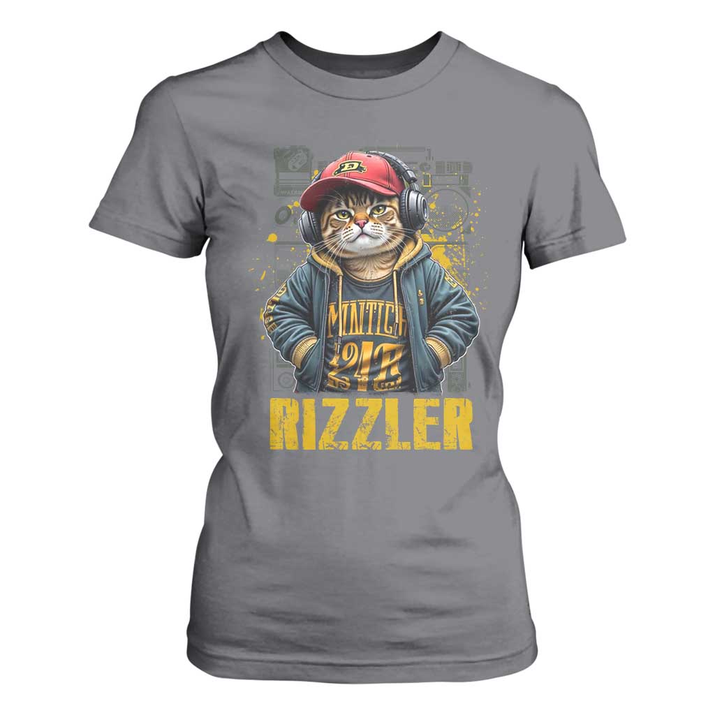 Funny Meme Rizzler Cat T Shirt For Women TS09 Charcoal Print Your Wear