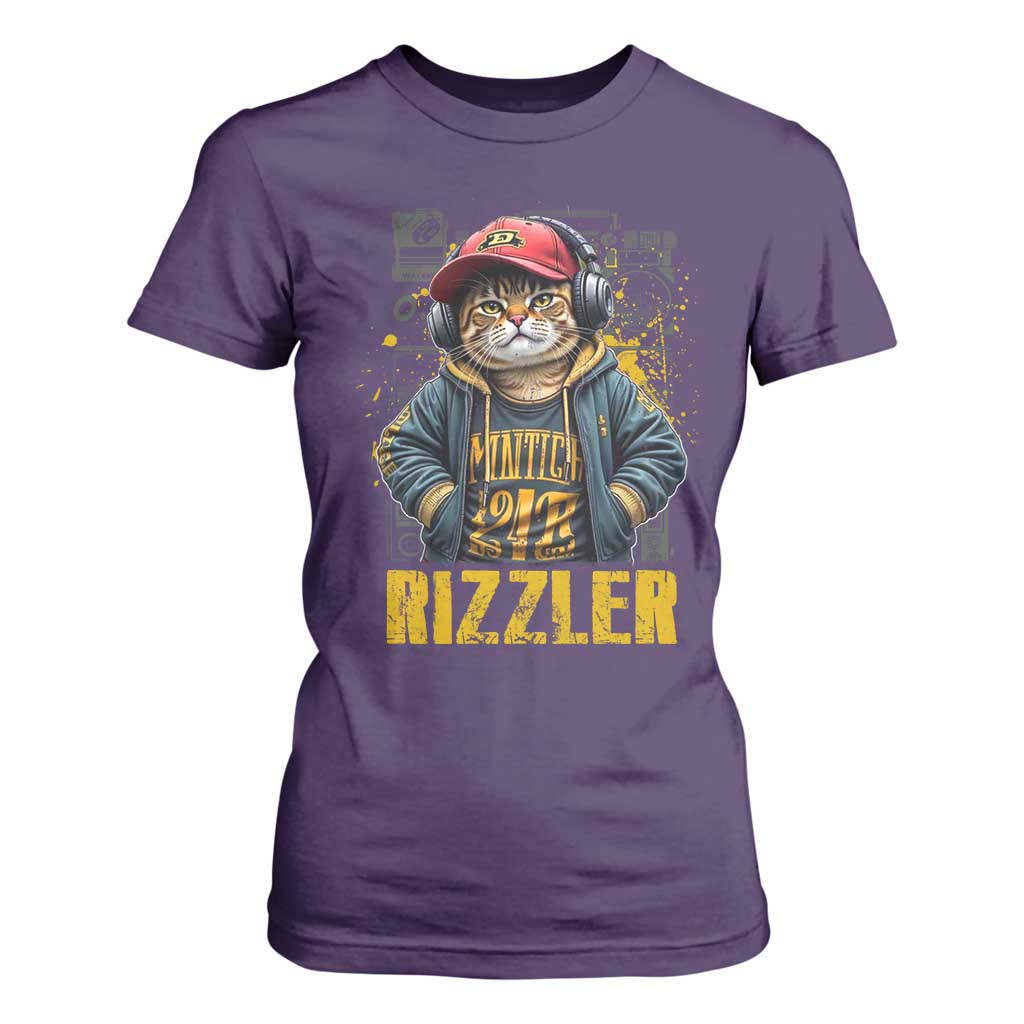 Funny Meme Rizzler Cat T Shirt For Women TS09 Purple Print Your Wear