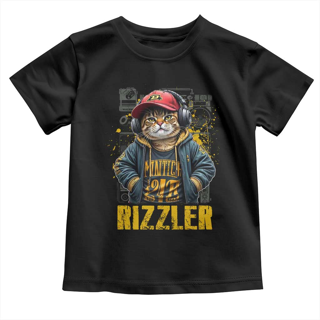 Funny Meme Rizzler Cat Toddler T Shirt TS09 Black Print Your Wear