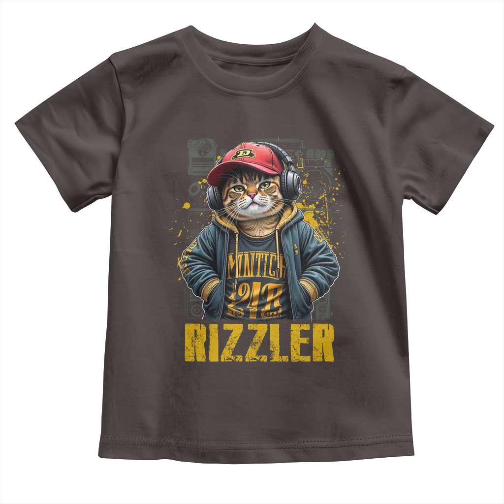 Funny Meme Rizzler Cat Toddler T Shirt TS09 Dark Chocolate Print Your Wear