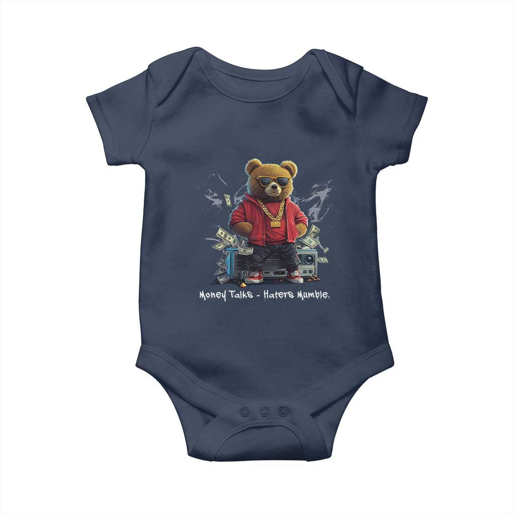 Teddy Fashion Hip Hop Baby Onesie Money talks Haters Mumble TS09 Navy Print Your Wear
