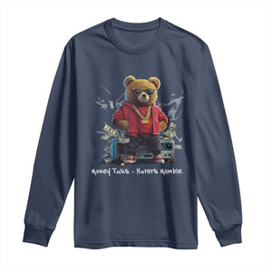 Teddy Fashion Hip Hop Long Sleeve Shirt Money talks Haters Mumble TS09 Navy Print Your Wear