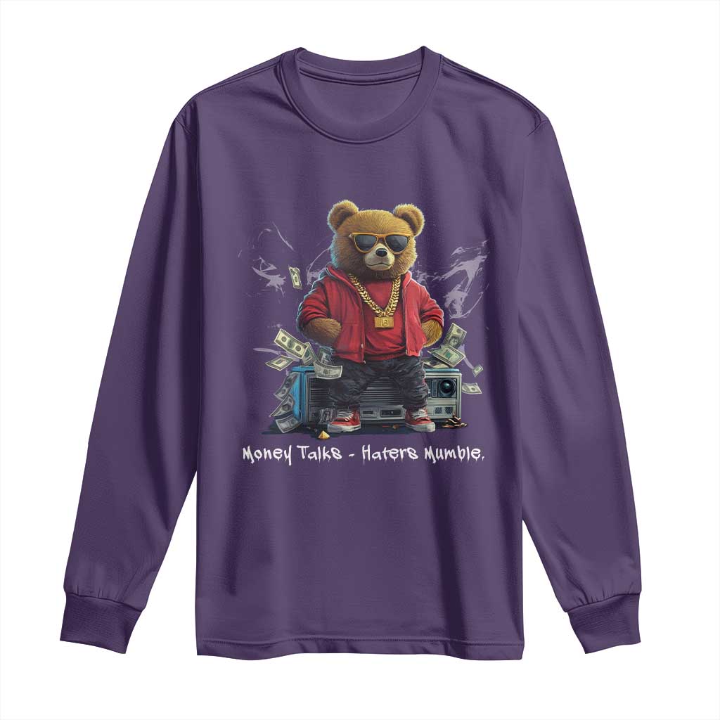Teddy Fashion Hip Hop Long Sleeve Shirt Money talks Haters Mumble TS09 Purple Print Your Wear
