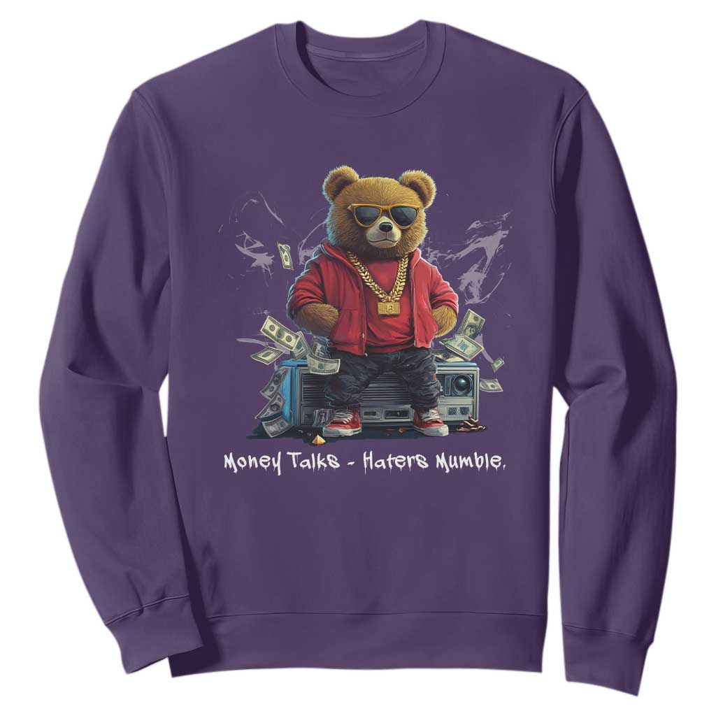 Teddy Fashion Hip Hop Sweatshirt Money talks Haters Mumble TS09 Purple Print Your Wear