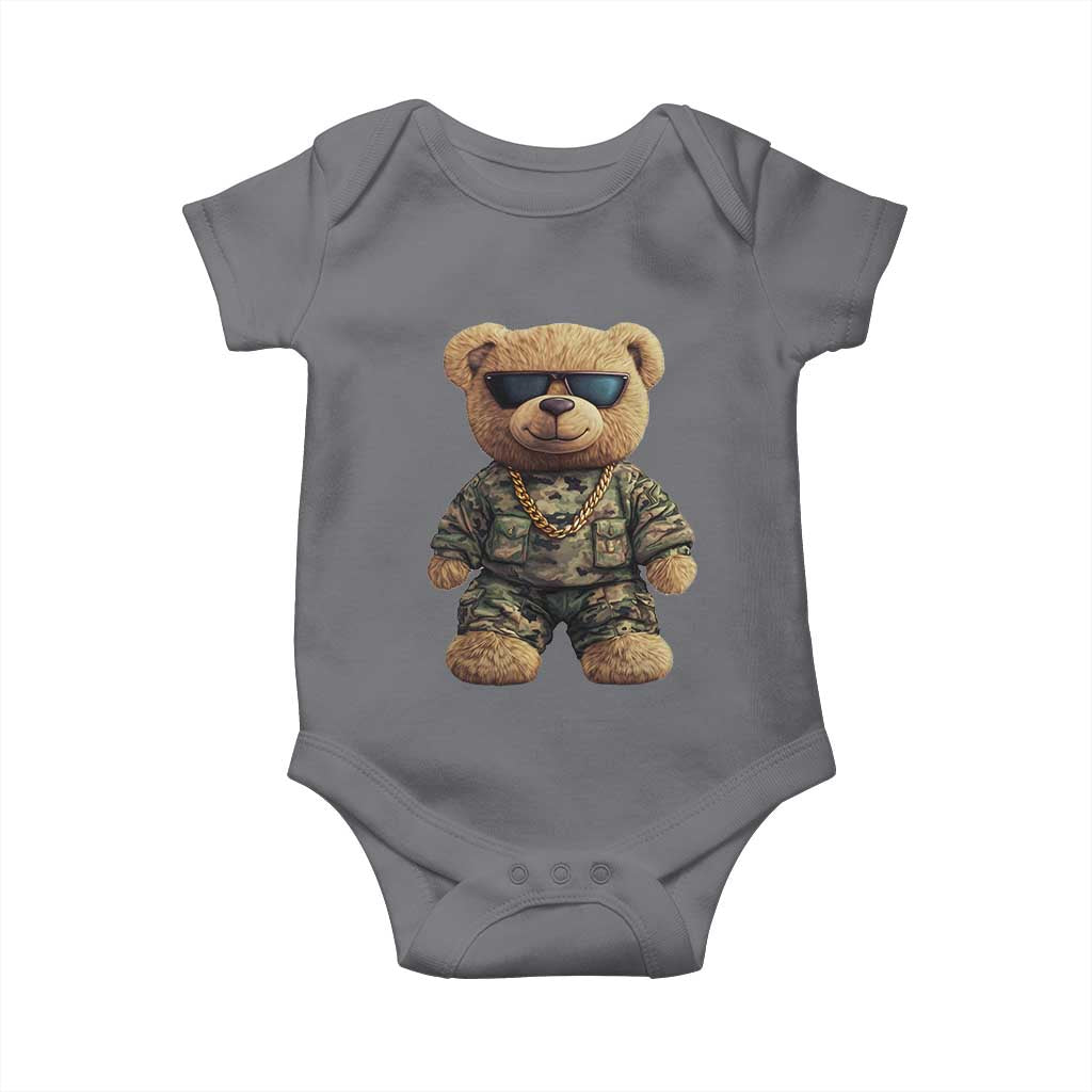 Camo Hip Hop Teddy Bear Baby Onesie Camouflage Gangsta Streetwear TS09 Charcoal Print Your Wear