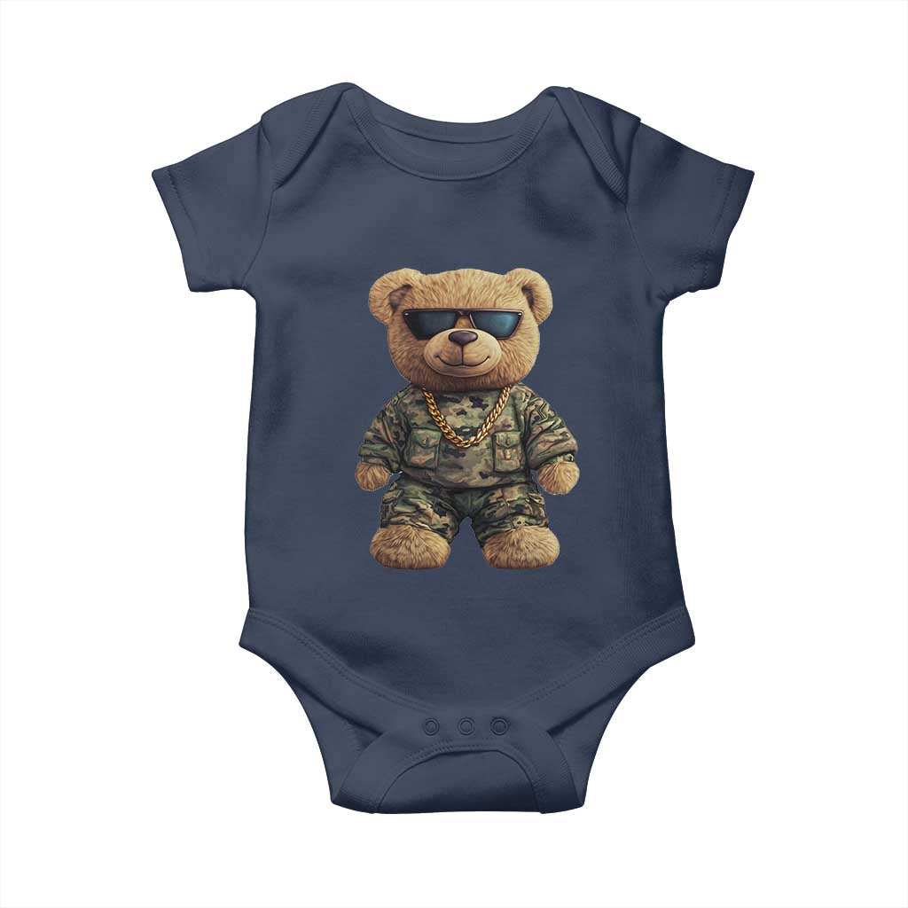 Camo Hip Hop Teddy Bear Baby Onesie Camouflage Gangsta Streetwear TS09 Navy Print Your Wear