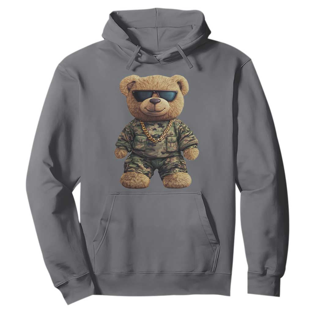 Camo Hip Hop Teddy Bear Hoodie Camouflage Gangsta Streetwear TS09 Charcoal Print Your Wear