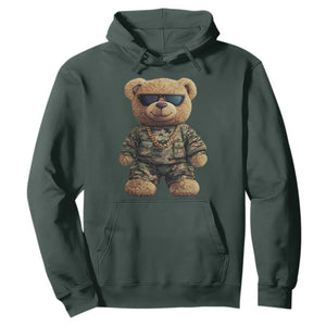 Camo Hip Hop Teddy Bear Hoodie Camouflage Gangsta Streetwear TS09 Dark Forest Green Print Your Wear