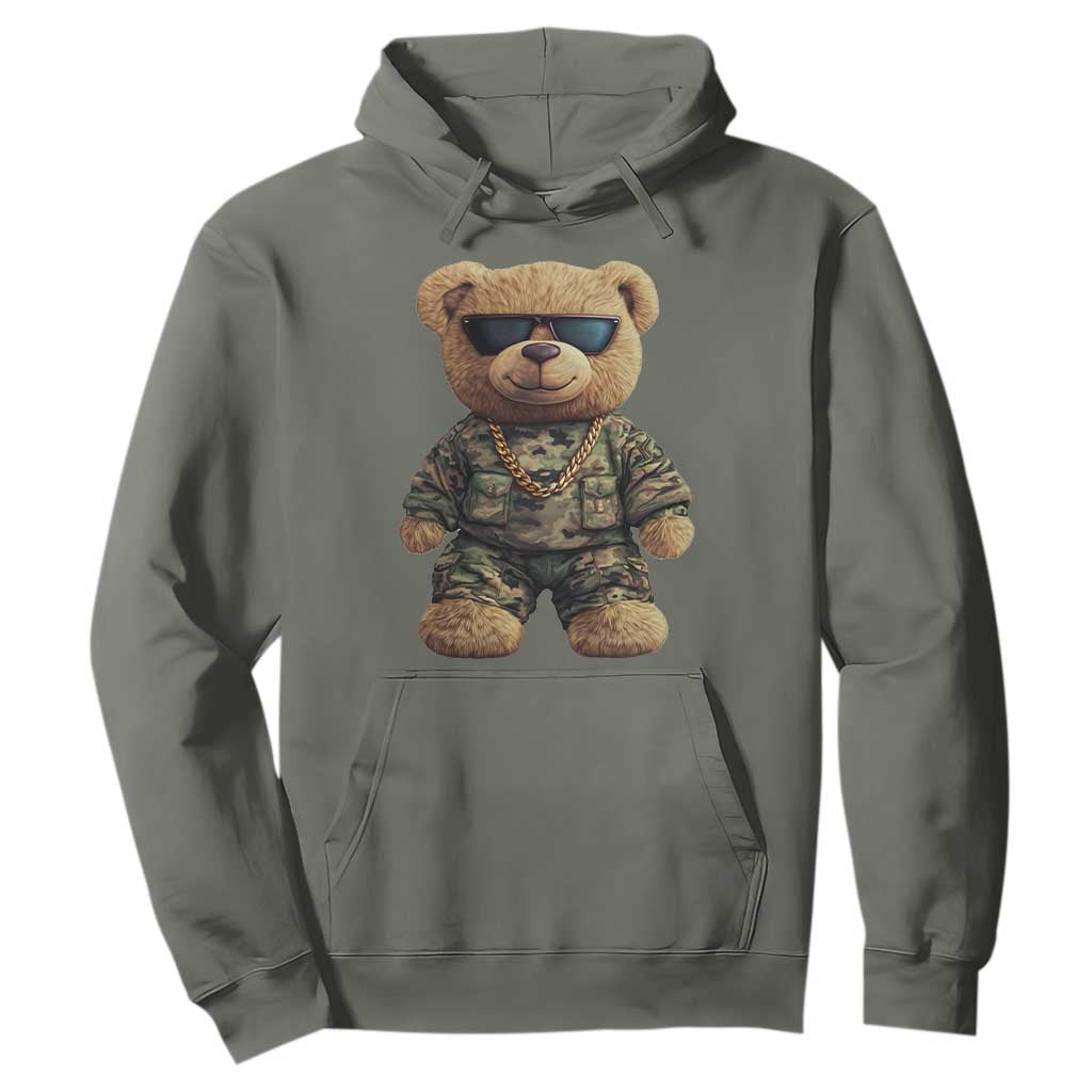 Camo Hip Hop Teddy Bear Hoodie Camouflage Gangsta Streetwear TS09 Military Green Print Your Wear