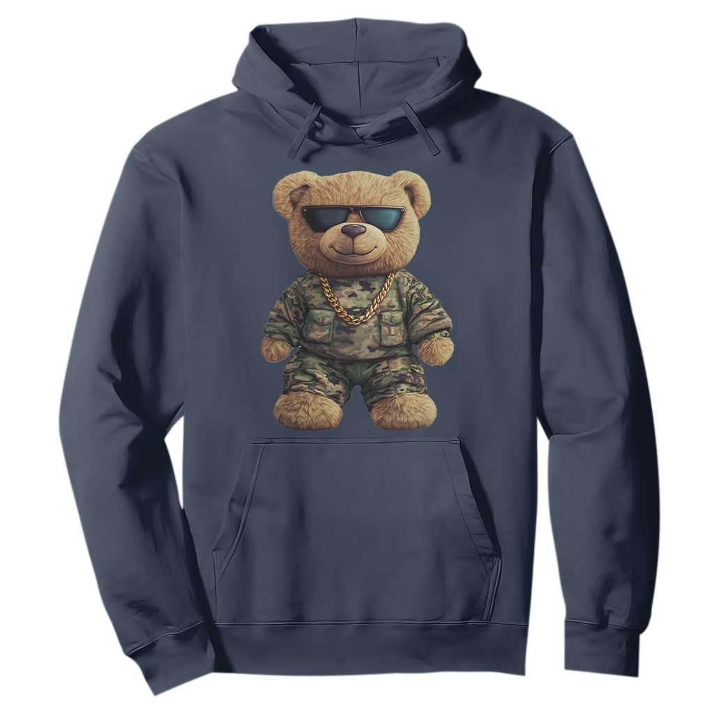 Camo Hip Hop Teddy Bear Hoodie Camouflage Gangsta Streetwear TS09 Navy Print Your Wear
