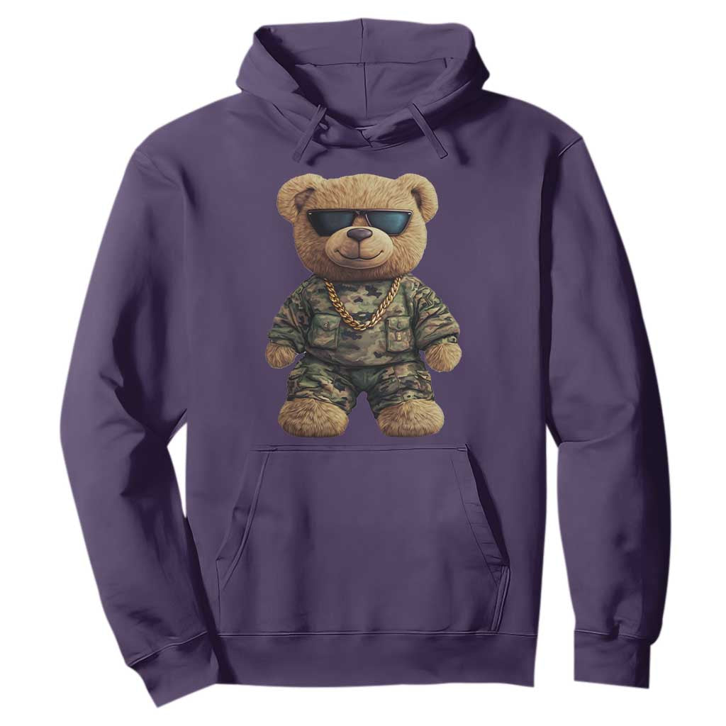 Camo Hip Hop Teddy Bear Hoodie Camouflage Gangsta Streetwear TS09 Purple Print Your Wear