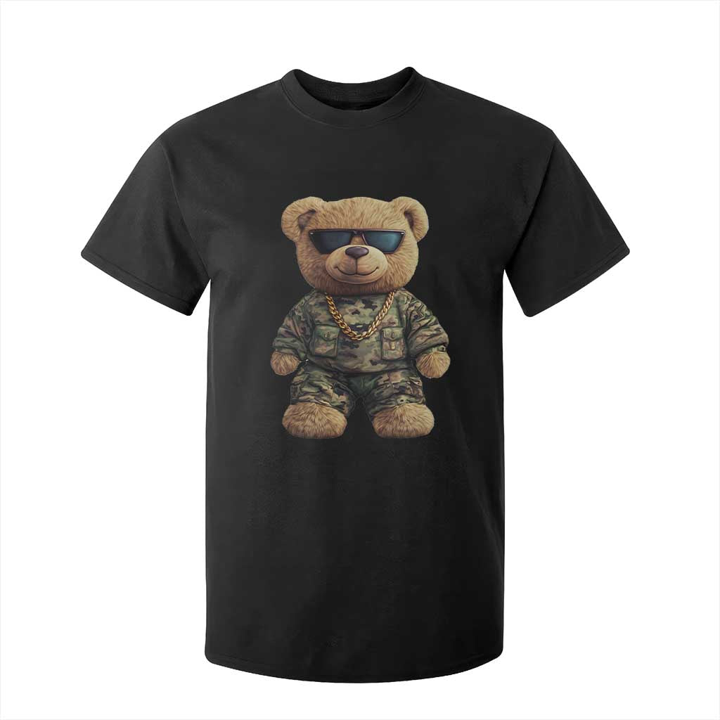 Camo Hip Hop Teddy Bear T Shirt For Kid Camouflage Gangsta Streetwear TS09 Black Print Your Wear
