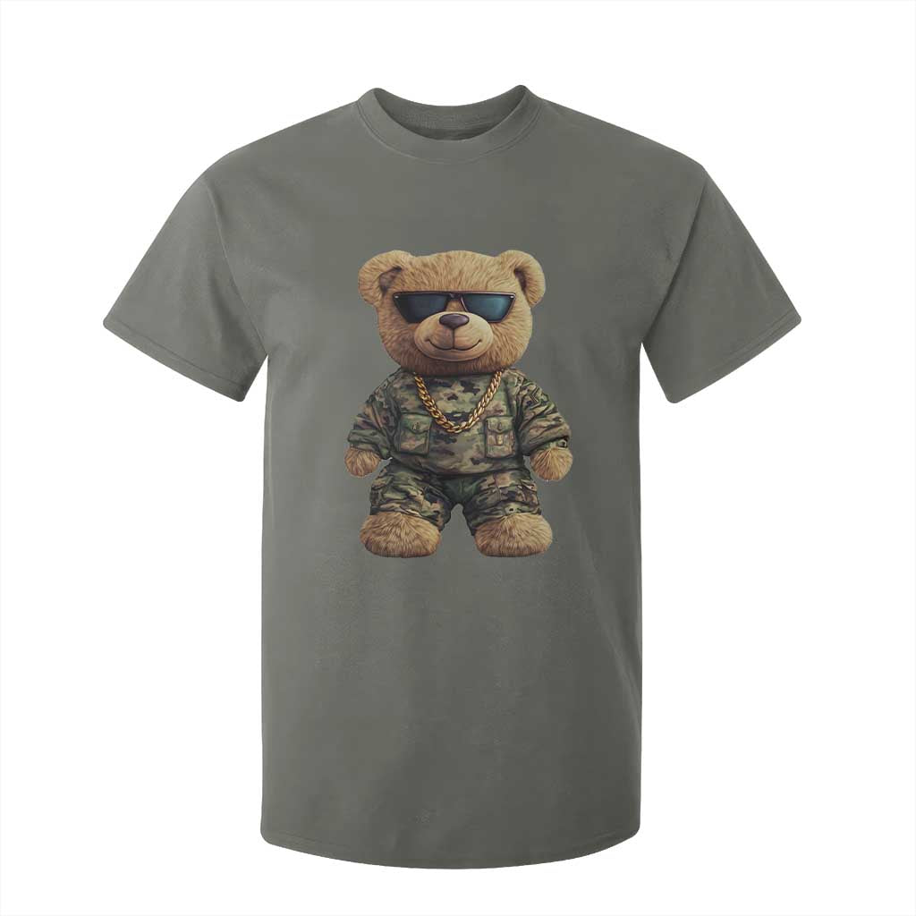 Camo Hip Hop Teddy Bear T Shirt For Kid Camouflage Gangsta Streetwear TS09 Military Green Print Your Wear