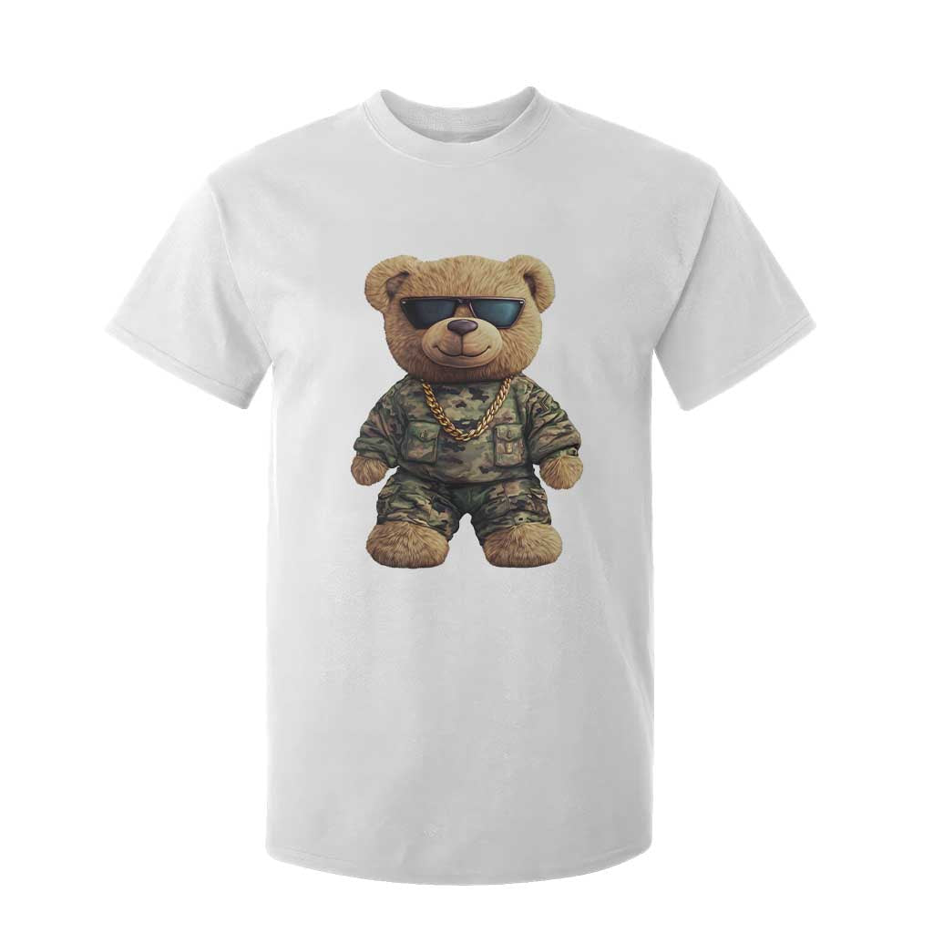 Camo Hip Hop Teddy Bear T Shirt For Kid Camouflage Gangsta Streetwear TS09 White Print Your Wear