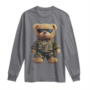 Camo Hip Hop Teddy Bear Long Sleeve Shirt Camouflage Gangsta Streetwear TS09 Charcoal Print Your Wear