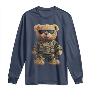 Camo Hip Hop Teddy Bear Long Sleeve Shirt Camouflage Gangsta Streetwear TS09 Navy Print Your Wear