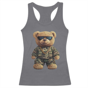 Camo Hip Hop Teddy Bear Racerback Tank Top Camouflage Gangsta Streetwear TS09 Charcoal Print Your Wear