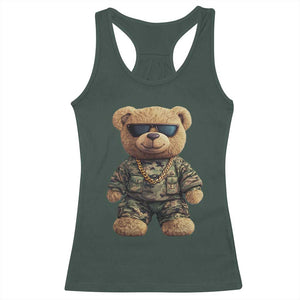 Camo Hip Hop Teddy Bear Racerback Tank Top Camouflage Gangsta Streetwear TS09 Dark Forest Green Print Your Wear