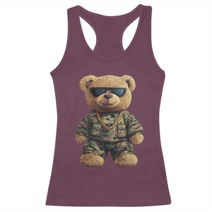 Camo Hip Hop Teddy Bear Racerback Tank Top Camouflage Gangsta Streetwear TS09 Maroon Print Your Wear
