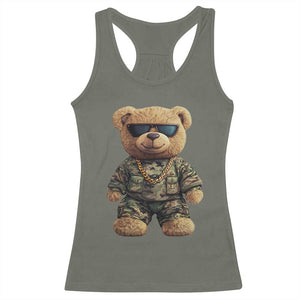 Camo Hip Hop Teddy Bear Racerback Tank Top Camouflage Gangsta Streetwear TS09 Military Green Print Your Wear