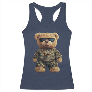 Camo Hip Hop Teddy Bear Racerback Tank Top Camouflage Gangsta Streetwear TS09 Navy Print Your Wear